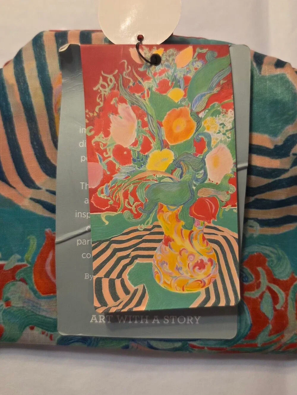 ​DEMDACO ArtLifting Floral Stripes Foldable Tote Bag Alicia Sterling Beach